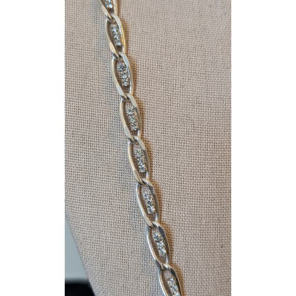 Triple Austrian Crystals Set in Silver Plated Chain Necklace & Matching Bracelet - Picture 10 of 16